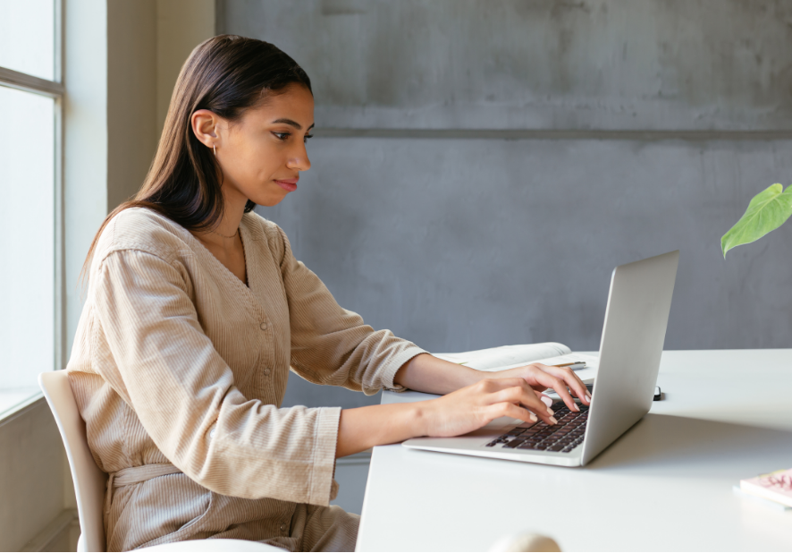 Student using laptop